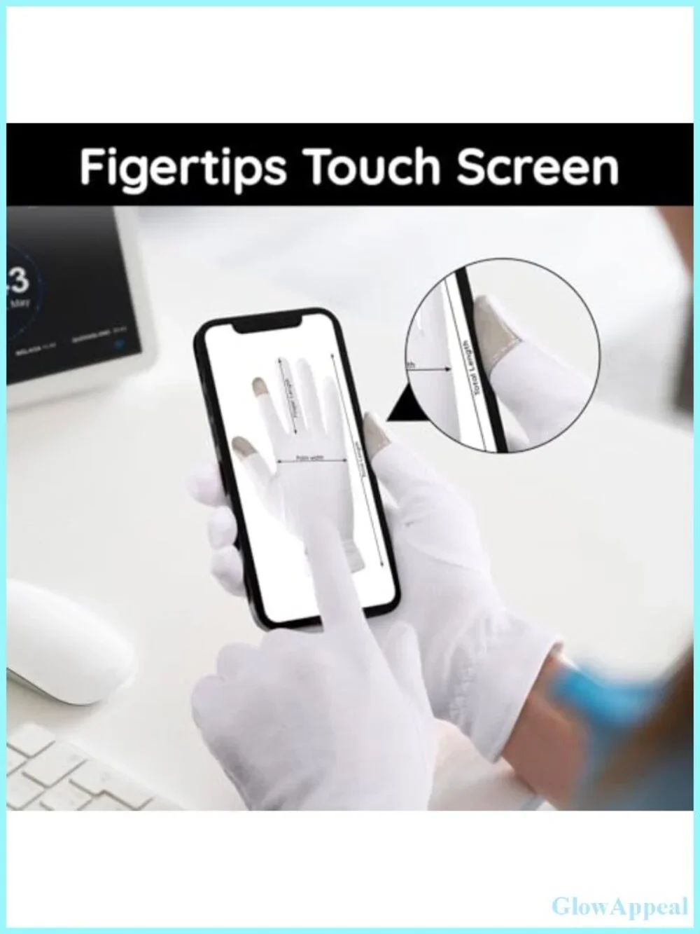 8 Pairs White Cotton Gloves with Touchscreen Fingers - Medium, Moisturizing